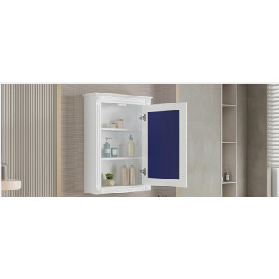 Armoire de rangement de salle de bain murale 20 "avec miroir, armoire à pharmacie avec tablette réglable en hauteur, armoire de rangement au-dessus de la toilette
