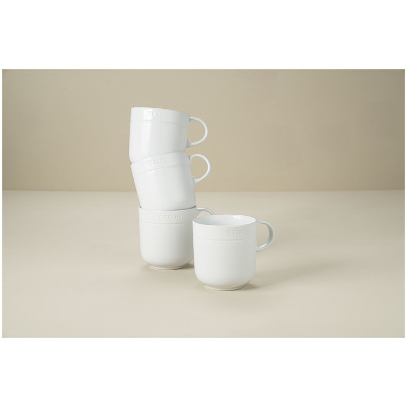 16 oz. White Ceramic Coffee Mug, Set of 4