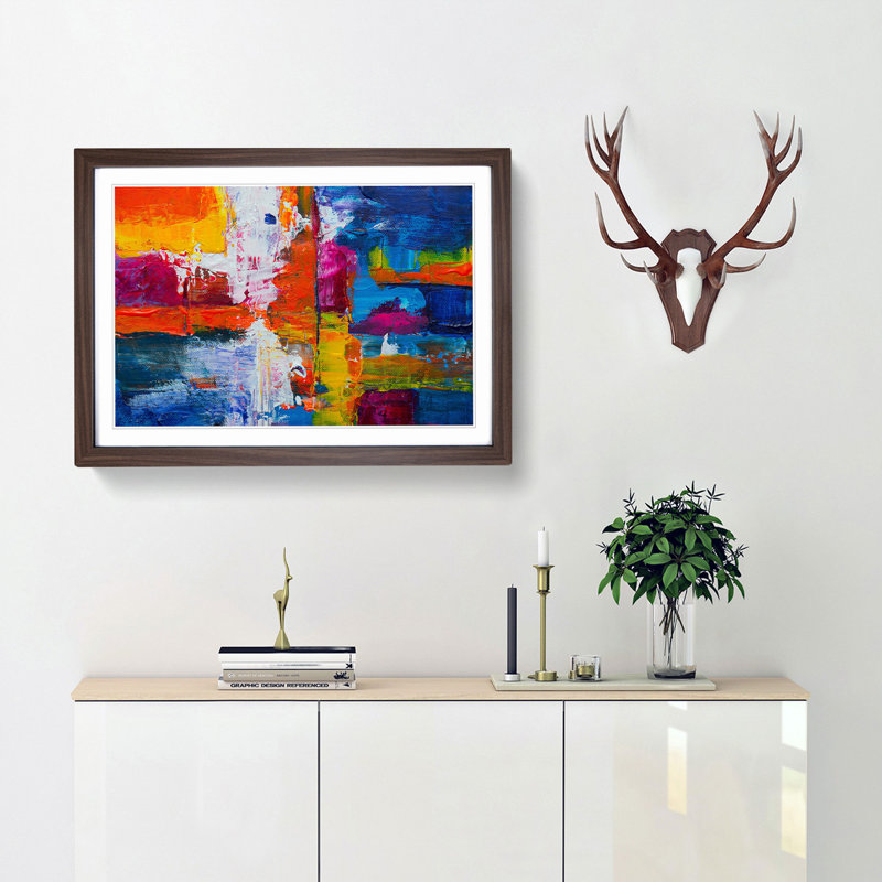 Abstract Art Painting Vol.443 by S.Johnson - Framed Print, 36cm H x 48cm W x 2cm D, Walnut Framed
