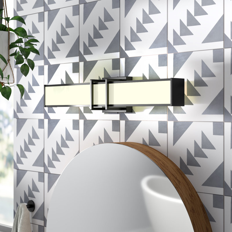 Aubrelle 24 in. 1-Light Modern LED Dimmable Flush Mounted Vanity Light in Matte Black with Acrylic Shade, Matte Black