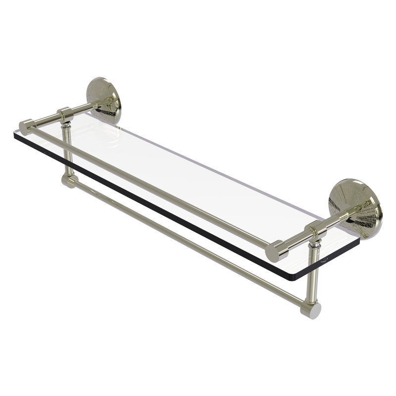 Tilney Bracket Shelf with Towel Bar, Polished Nickel, 5'' H X 22'' W X 5.5'' D