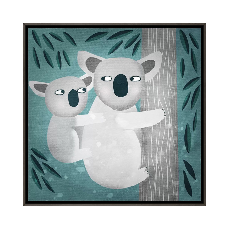 Reproduction d’art « Koala » par Nic squirrell, H 37 po x l 37 po x P 1,5 po, Toile avec cadre gris, Pas de tapis