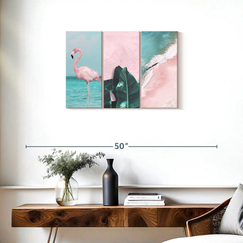 «Pink Paradise», ensemble de 3 reproductions sur toile 3 pièces, H 20 po x l 33 po x P 1,25 po