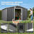 8 x 10 FT Garden Shed Storage Tool Shed with Sliding Doors, Dark Gray-114009778-114009772
