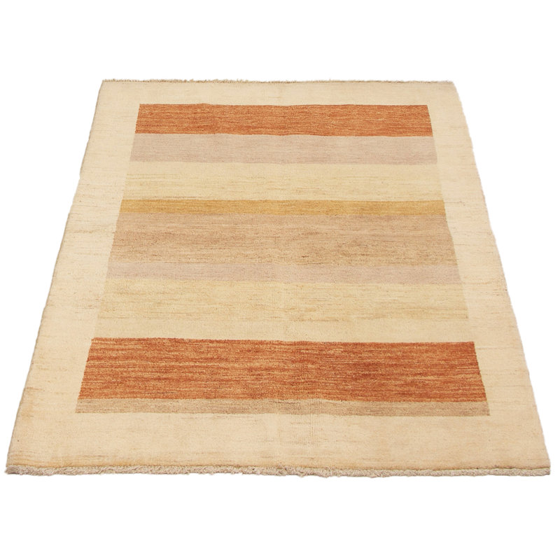 Tapis de surface en laine 4 pi x 6 pi 2 po one-of-kind noué la crème Schwerin
