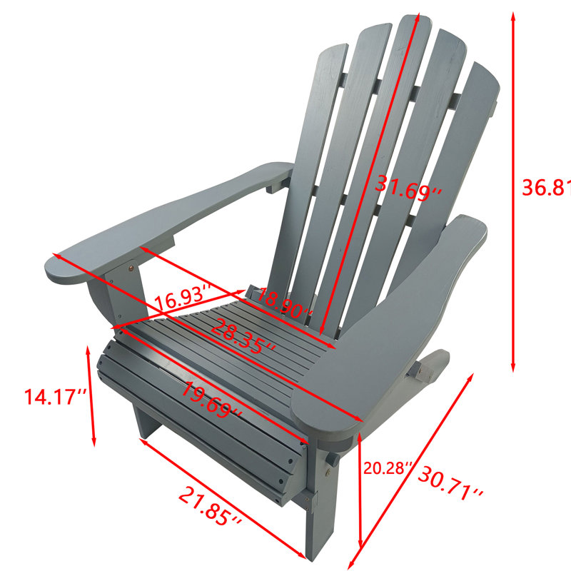 Confortable chaise pliante en bois gris - Fabrication en bois franc massif, pour le patio, le porche, la terrasse, le jardin et la piscine Pratique, détente, bois franc, idéal