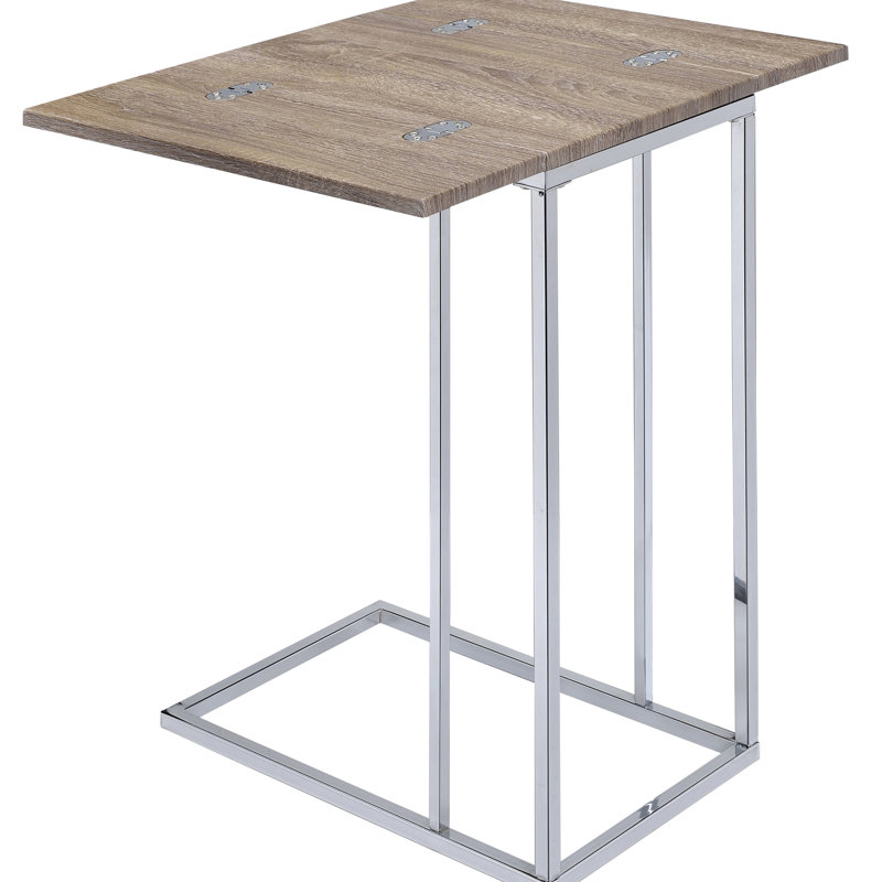 Chêne chic vieilli et table - Base de lit extensible et contemporaine à motif géométrique latéral élégant pour une utilisation polyvalente