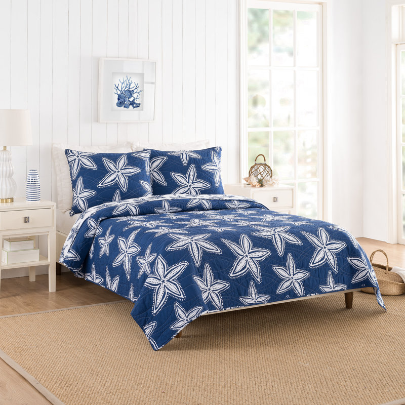 Ensemble de courtepointe 100% coton Sea Star, Courtepointe pour grand lit + 2 taies décoratives