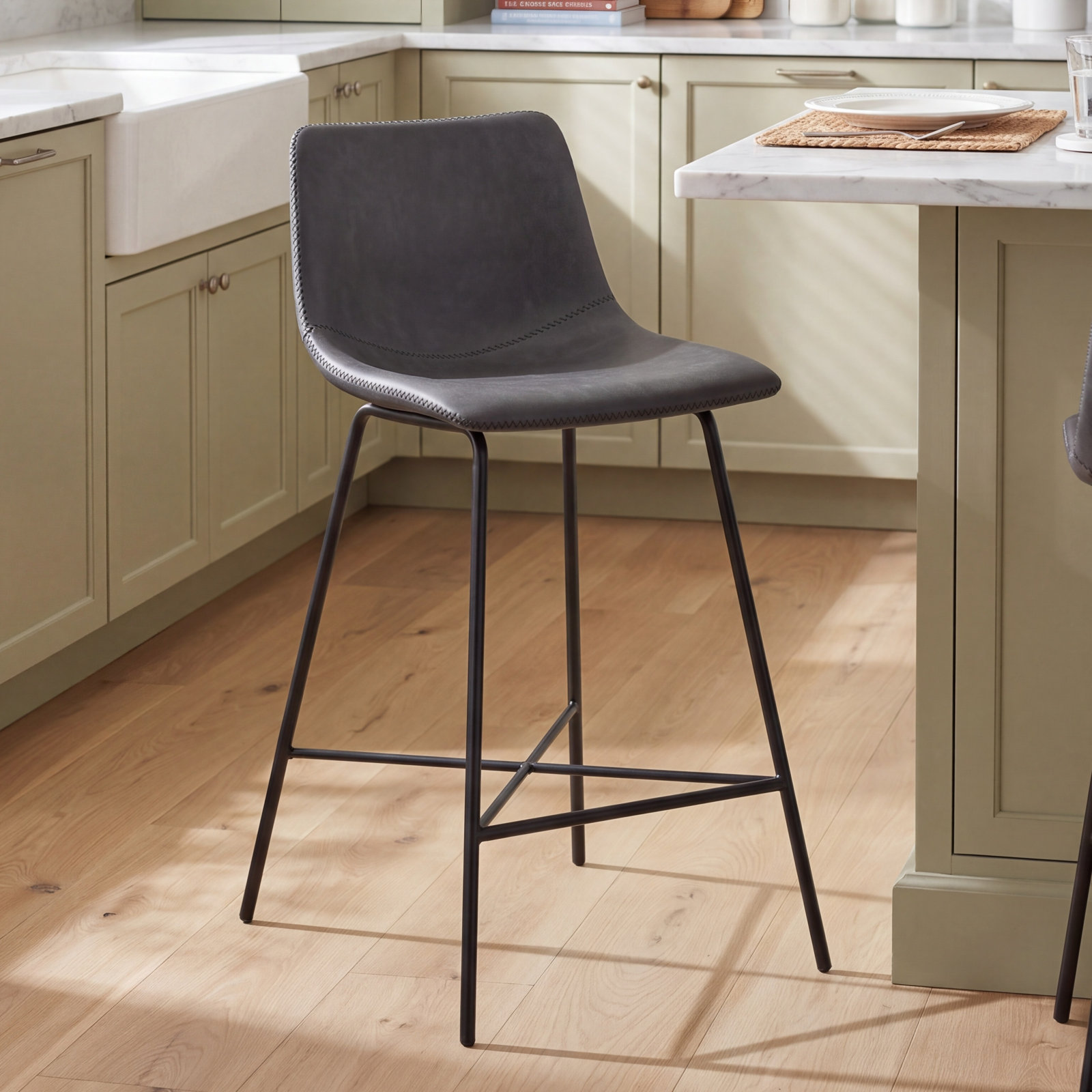 Paxton 24" Bar Stool, Dark Gray