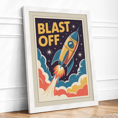 Blast Off Retro 1 Piece Single Picture Frame Wall Art