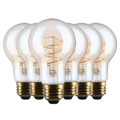 8 Watt A19 LED 2000K CCT Medium Base Clear Glass Amber Coil Filament Dimmable 120 Volt