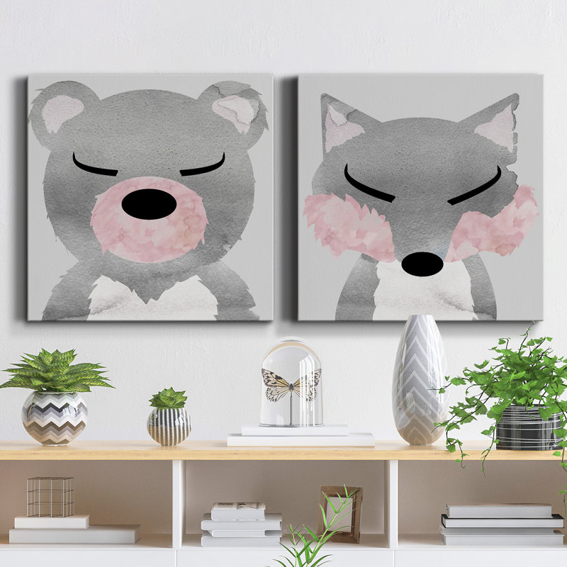 " Bear " 2 - Pieces, 32" H x 64" W x 1" D, Wrapped Canvas