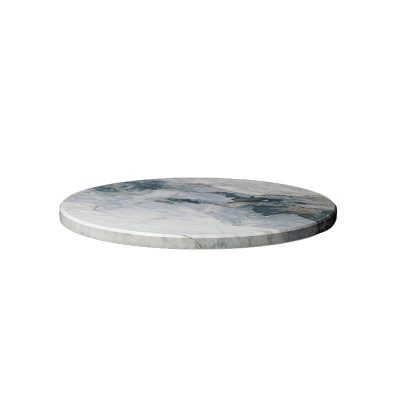 Plateau de table rond d'intérieur en bois thermolaqué, H 1,125 po x L 48 po x l 48 po, Marbre Terra