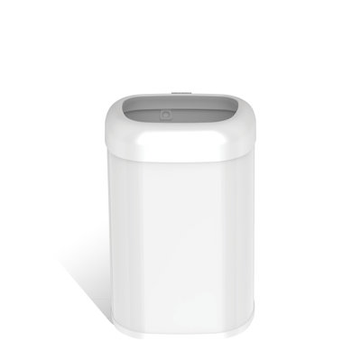 Ninestars Open Top Commercial Trash Can 21Gal / 80L, White Stainless Steel Trash Bin, OTT-80-4WH