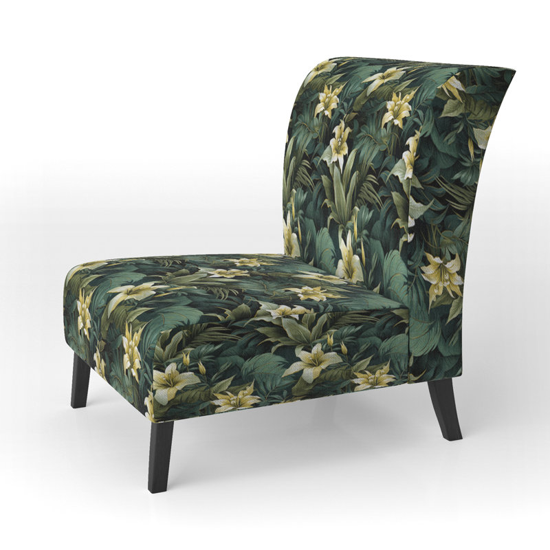 Fauteuil de chambre rembourré C, Motif tropical élégance mirifique II