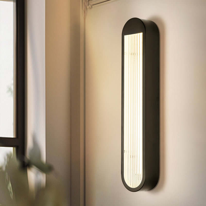 22.6 in. Modern Linear LED Flush Mount Wall Sconce Light, Matte Black