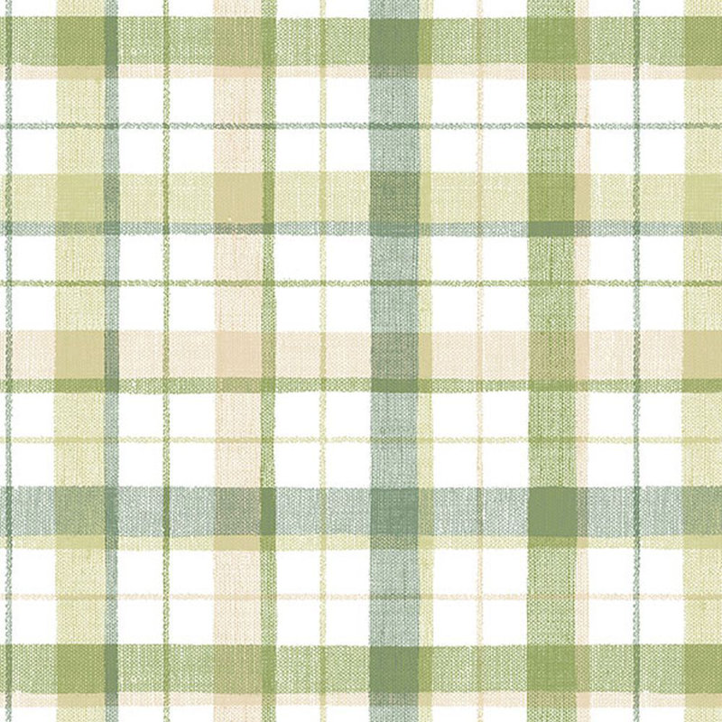 Concord Wallcoverings Textured Wallpaper Plaid Rough Fabric, CK36628, Green Beige White