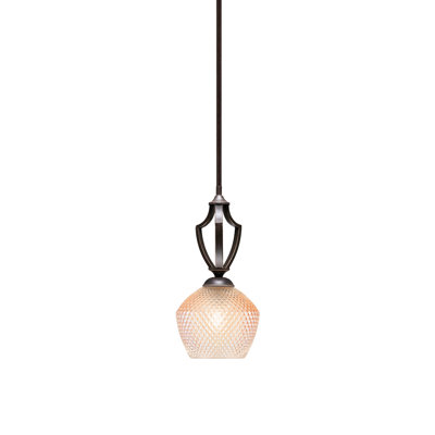 Mini-luminaire suspendu suspendu Zilo, fini granit foncé, avec verre texturé ambre de 6 po