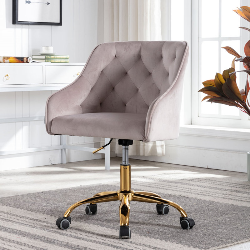 Deeanna Velvet Office Chair, Grey
