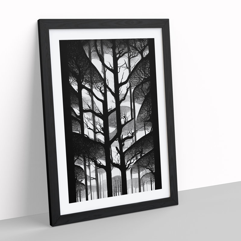 Monochrome Forest - Framed Print, Black, 64cm H x 46cm W x 2cm D