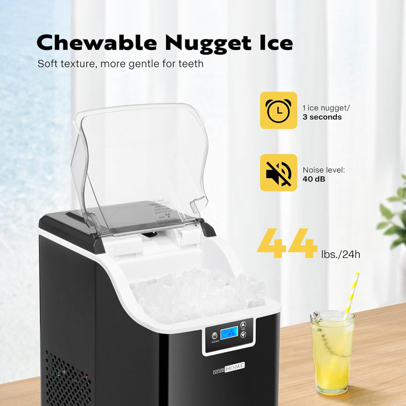 Black Stainless Steel Portable Countertop Nugget Ice Maker