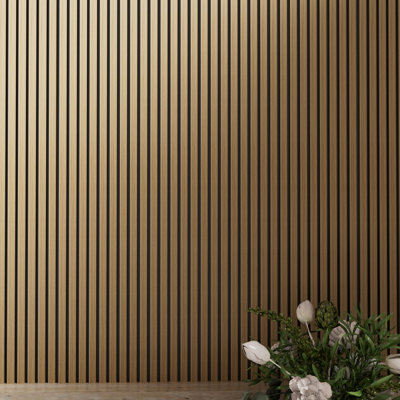 Panneaux muraux acoustique 94,5 po x 12 po Panneau de porte insonorisant en bois décoratif (ensemble de 2)