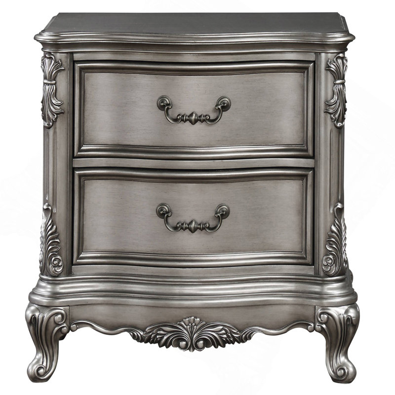 Table de chevet 2 tiroirs Antique Platinum