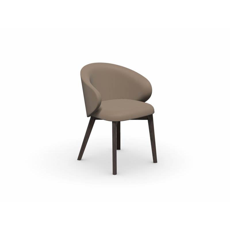 Tuka Upholstered Armchair with Wooden Frame, Camel Brown, Smoke