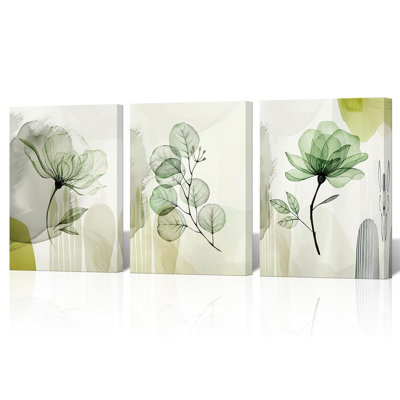 Fleur, toile, art floral, sauge, images florales minimalistes, fleurs sauvages pour décoration intérieure 12 po x 16 po x 3 pièces