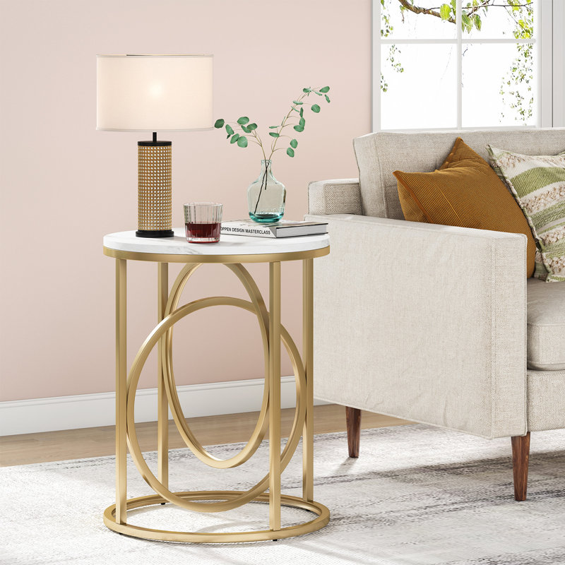 Kashten Round End Table, White