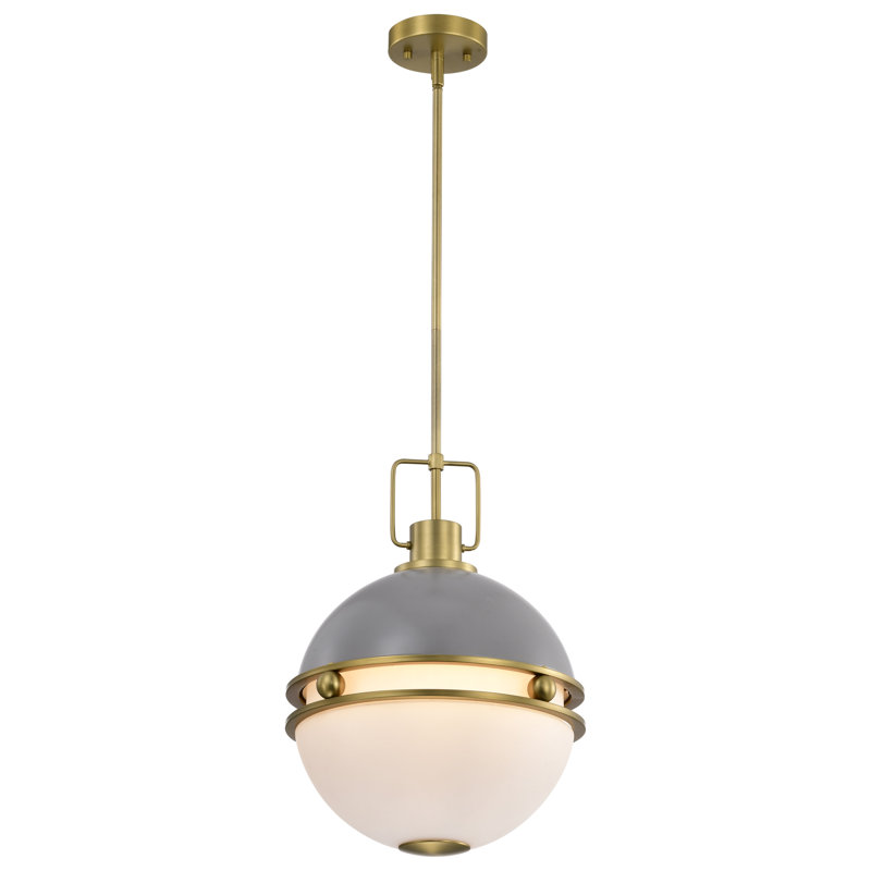 Luminaire suspendu sphère 2 lumières Whipholt, Gris mat