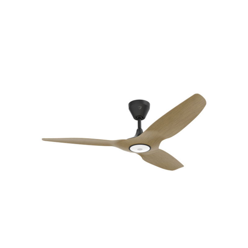 Haiku L Smart LED Downrod Ceiling Fan, Black with Caramel Bamboo Blades, 52" Wide