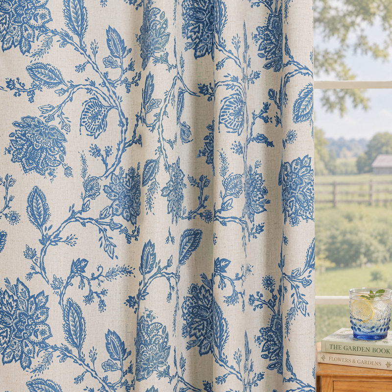 Paire de rideaux occultant et isolants avec œillets Zawacki, Bleu beige / 7 pattes arrières, L 52 po x L 84 po