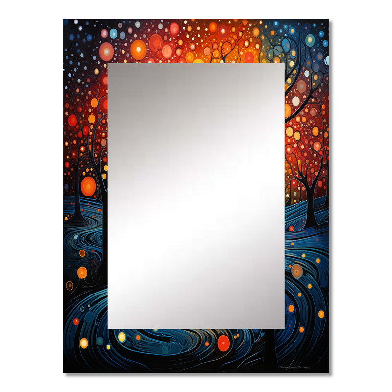 Point de méditation coloré - point de méditation, miroir décoratif traditionnel, art mural en métal imprimé, 32 po x 24 po
