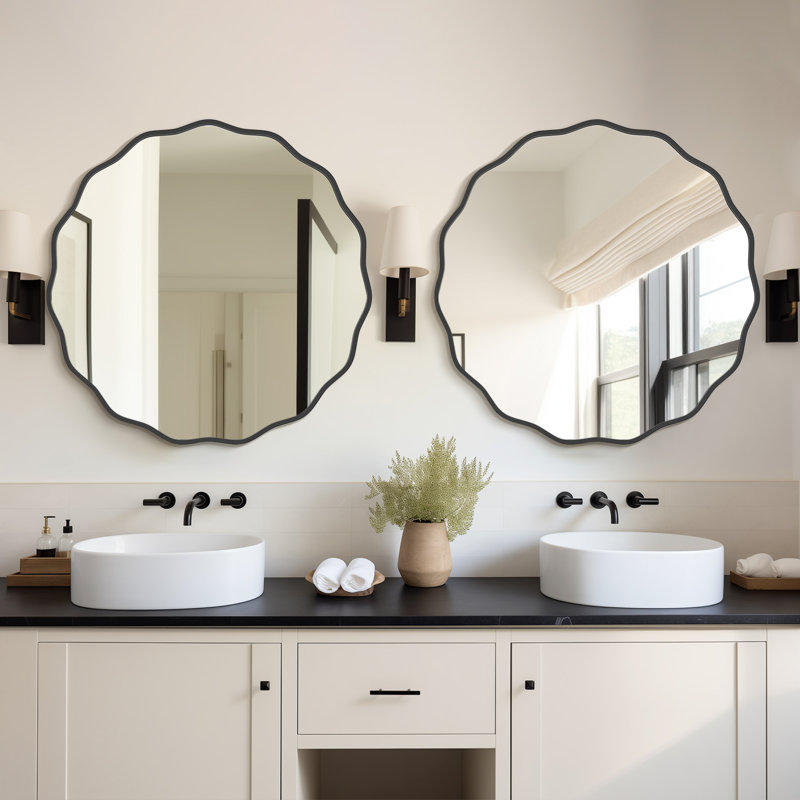 Miroir Elegant, Noir, noir, noir, noir, 32 po x 32 po