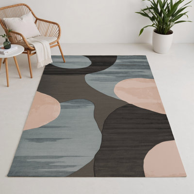 Watercolor Black Indoor and Outdoor Area Rug