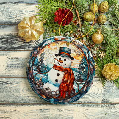 Ornement de Noël élégant en céramique à thème vitrail