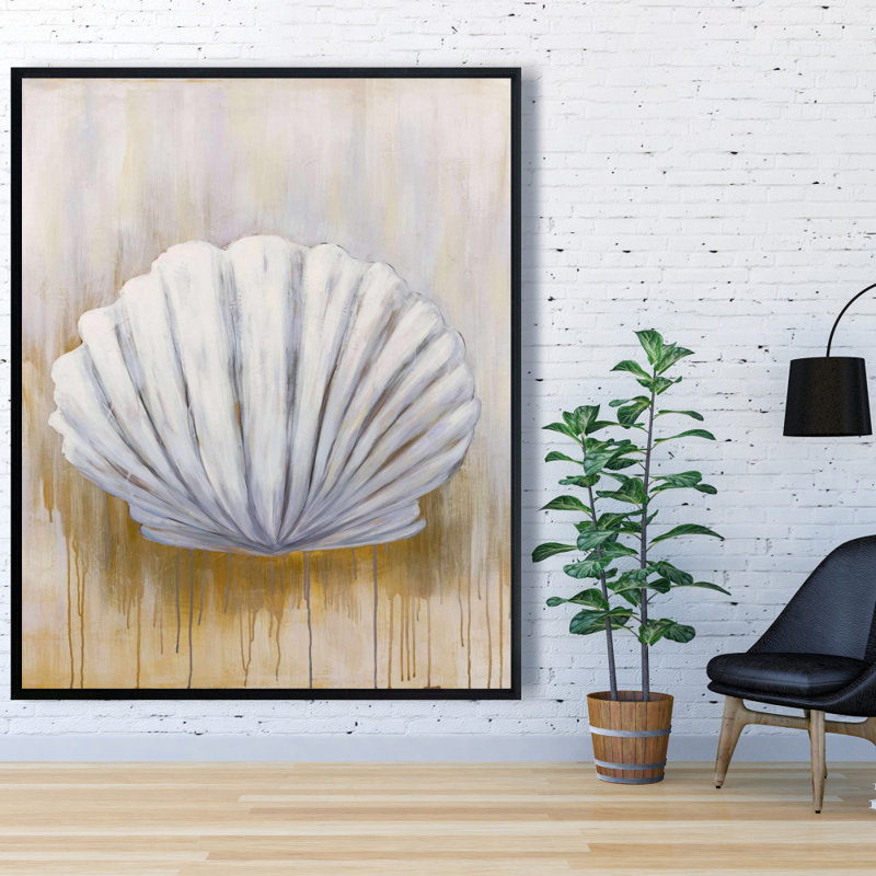 Feston Shell - Beige Marine Framed Canvas for Home Decor, 61.25" H x 49.25" W