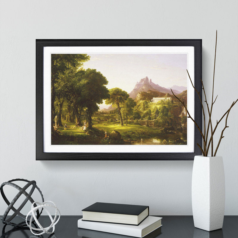Dream of Arcadia by Thomas Cole - Picture Frame Painting, 27cm H x 36cm W x 2cm D, Black Framed