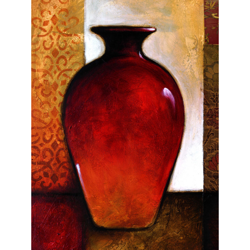 " Textile Red Jug ", 24" H x 18" W