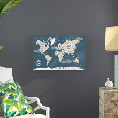 " ScandiMap I Blue " by Becky Thorns Painting Print