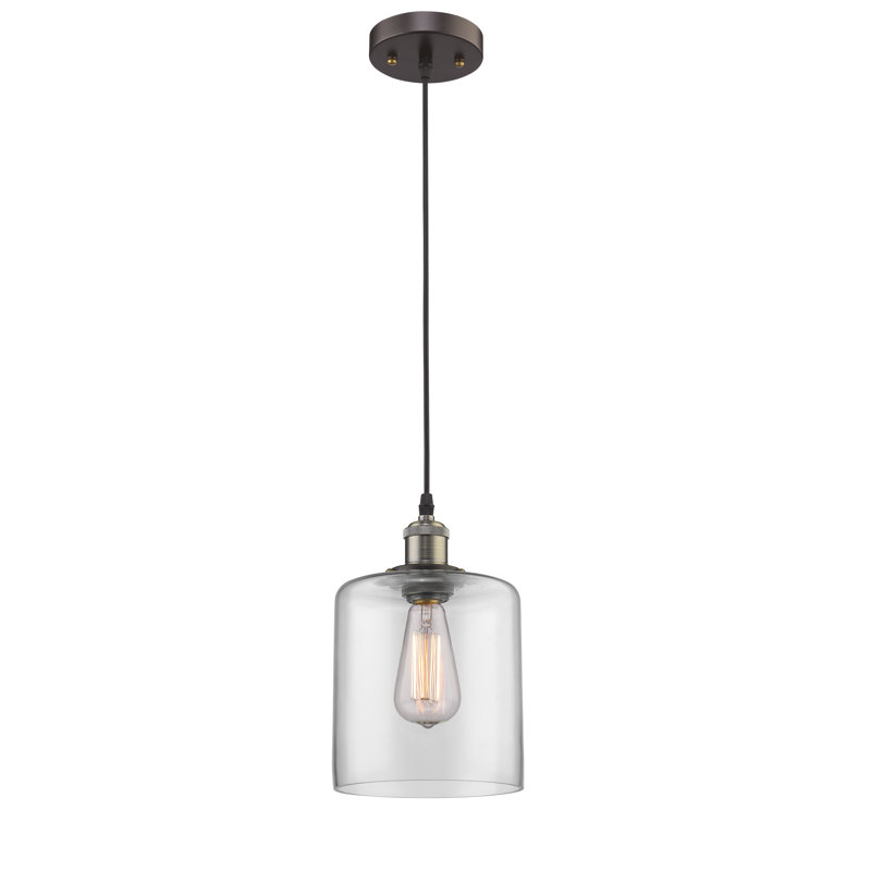 Luminaire suspendu cylindrique 1 lumière Hoddesd, Transparent