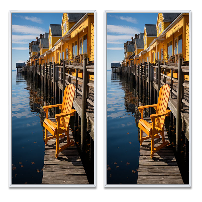 «Pier Pier Reflections», 2 pièces, Cadre blanc, H 20 po x l 24 po