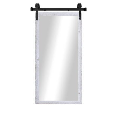 Miroir rustique moderne avec rail de porte de grange en acier