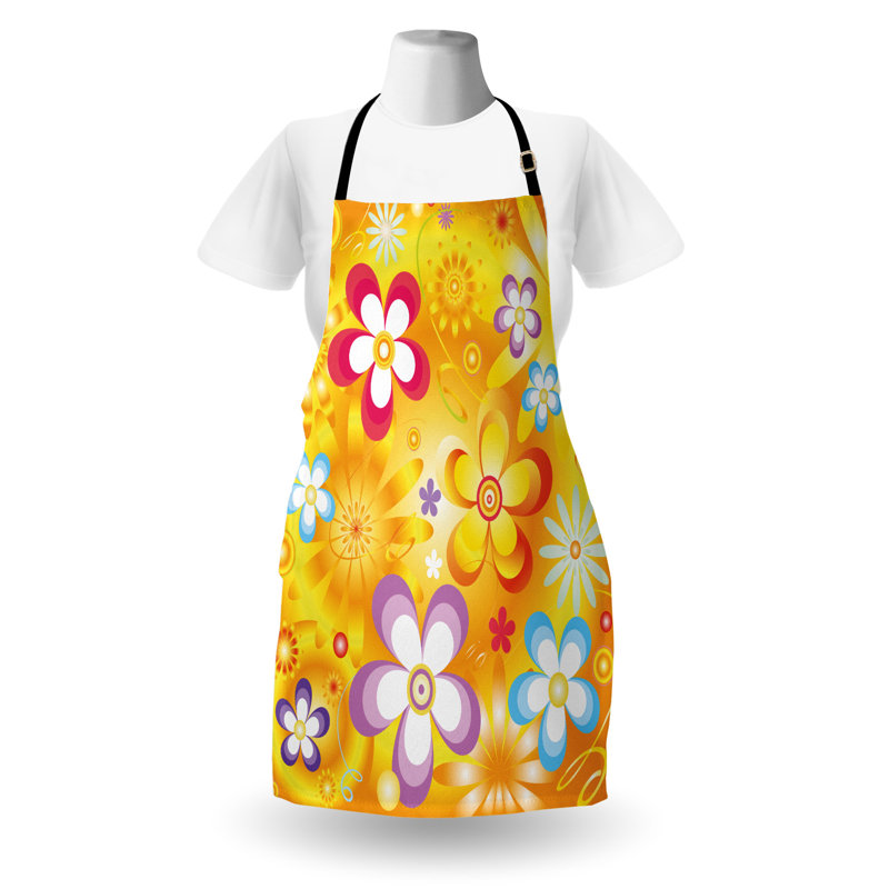 Multicolore East Urban Home, tablier floral unisexe, marguerites vibrantes, taille adulte