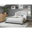 Lit 1pc grand lit en tissu de laine gris anthracite capitonné avec cadre de lit double à DEL