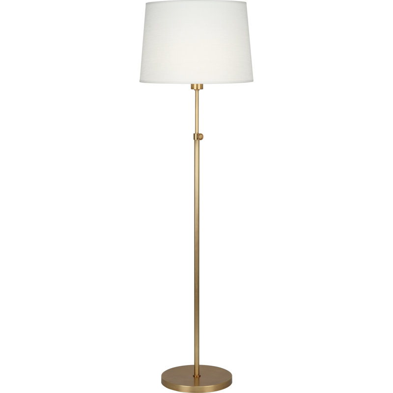 Adjustable Height Deep Patina Floor Lamp With Oyster Shade - Contemporary & Transitional Lighting Fixture, Brass