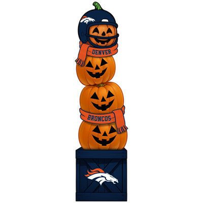 Denver Broncos Pumpkin Stacked Leaner With Helmet