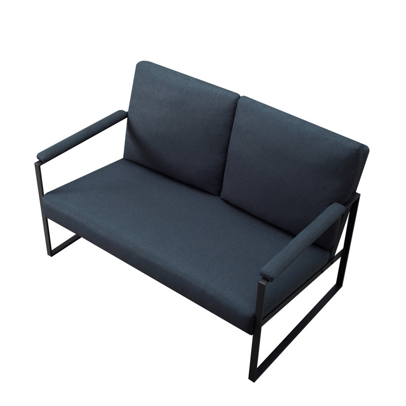 49.2" Upholstered Loveseat, Blue Linen Blend
