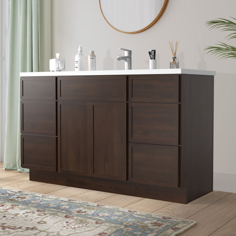 Base de meuble-lavabo simple 54 po seulement, Brun